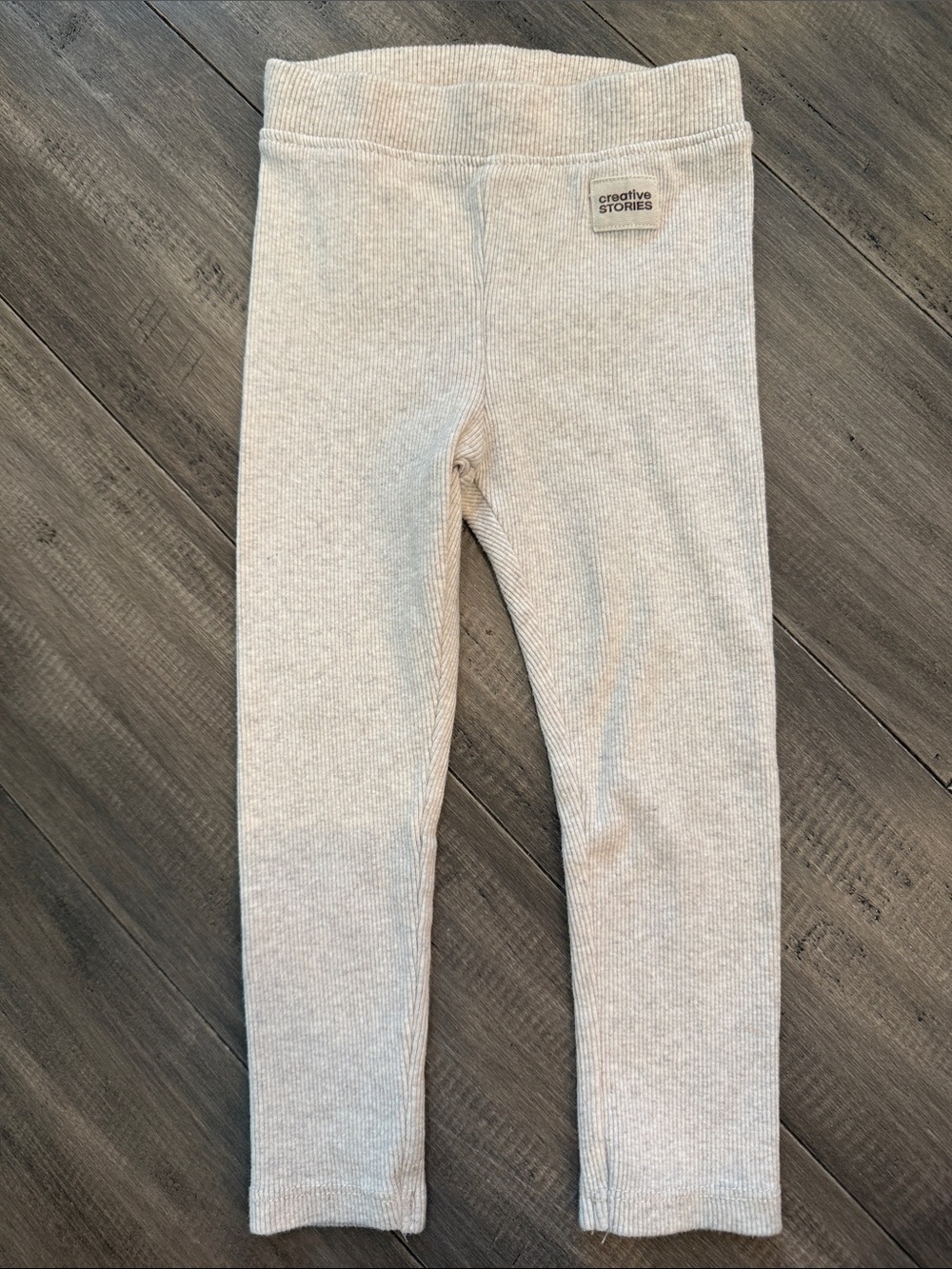 Zara Ribbed Light Cream Kids Leggings